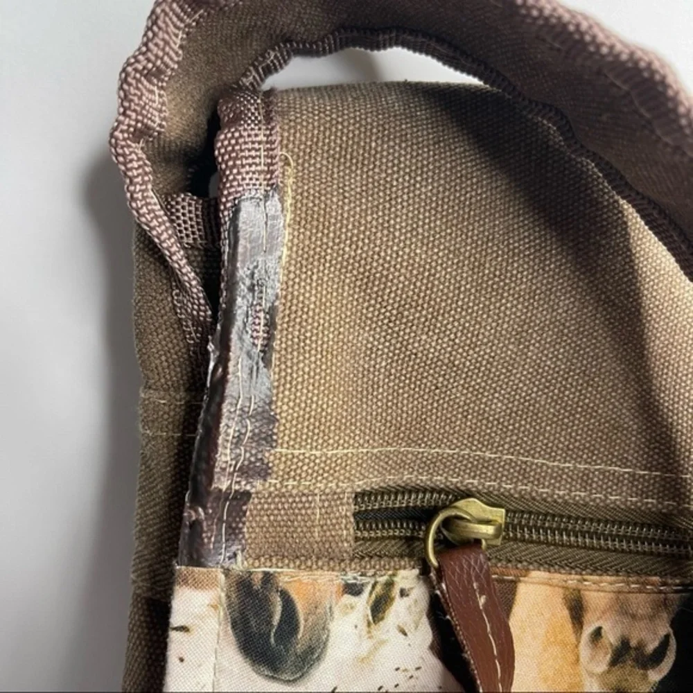 Wild Horse Satchel Flapover Crossbody Bag Purse Adjustable Strap Light Brown